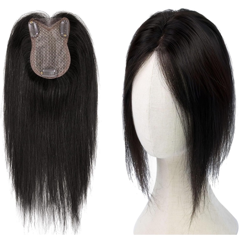 HUMAN HAIR 12” black topper